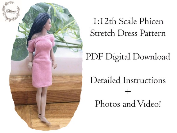 PDF Pattern 1:12 Scale Doll Clothes, DIY Phicen TB League Dress