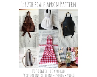 PDF Pattern 1:12 Scale Housemaid, Cook, Barber's, Gardeners Apron, DIY Sewing Pattern