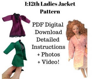 PDF Pattern 1:12 Scale Ladies Jacket Pattern, DIY Sewing Pattern