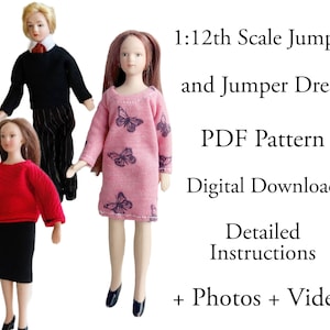 PDF Pattern 1:12 Scale Doll Clothes, DIY Phicen TB League Jumper Sweater and Dress Sewing Pattern