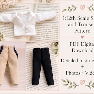 PDF Pattern 1:12 Scale Doll Clothes, DIY Shirt and Trousers Sewing Pattern