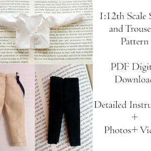 PDF Pattern 1:12 Scale Doll Clothes, DIY Shirt and Trousers Sewing Pattern