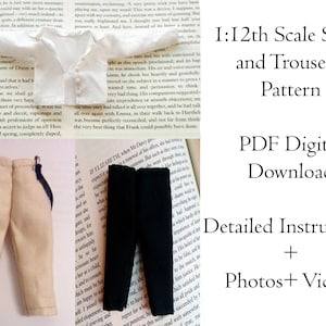 PDF Pattern 1:12 Scale Doll Clothes, DIY Shirt and Trousers Sewing Pattern  