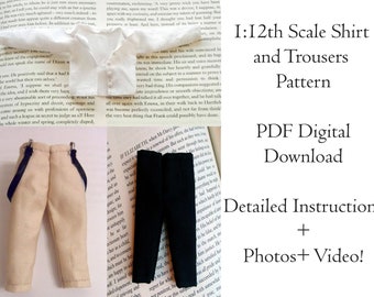 PDF Pattern 1:12 Scale Doll Clothes, DIY Shirt and Trousers Sewing Pattern