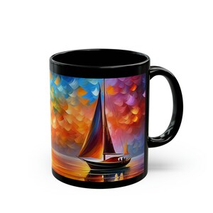 Sailboat Abstract Mug, 11oz Nautical Sailboats Mug, Sailing Gift, Ocean Lover Gift, Sailboat Gift, Nautical Mug, Gift For Him, Sailors Gift