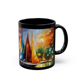 Sailboat Abstract Mug, 11oz Nautical Sailboats Mug, Sailing Gift, Ocean Lover Gift, Sailboat Gift, Nautical Mug, Gift For Him, Sailors Gift