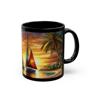 Sailboat Abstract Mug, 11oz Nautical Sailboats Mug, Sailing Gift, Ocean Lover Gift, Sailboat Gift, Nautical Mug, Gift For Him, Sailors Gift
