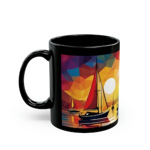 Sailboat Abstract Mug, 11oz Nautical Sailboats Mug, Sailing Gift, Ocean Lover Gift, Sailboat Gift, Nautical Mug, Gift For Him, Sailors Gift