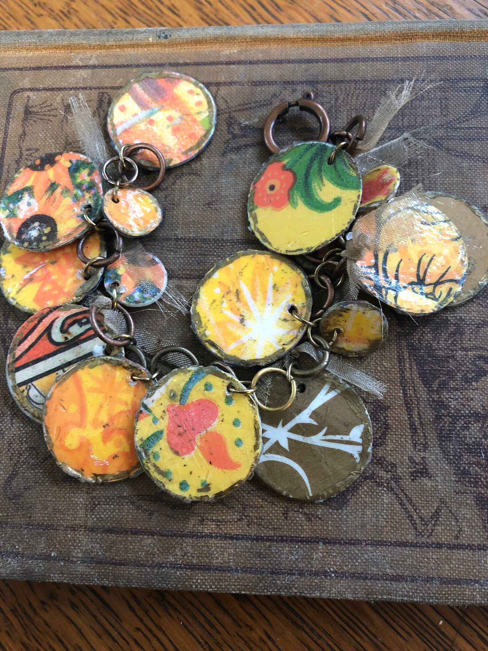 Recycled Paper Charms Bracelet Etsy