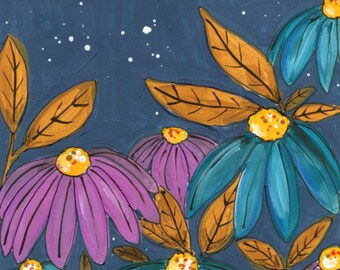 Midnight And Echinacea  (art Print)