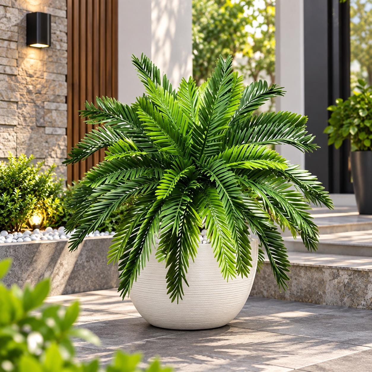 Artificial outdoor palm tree