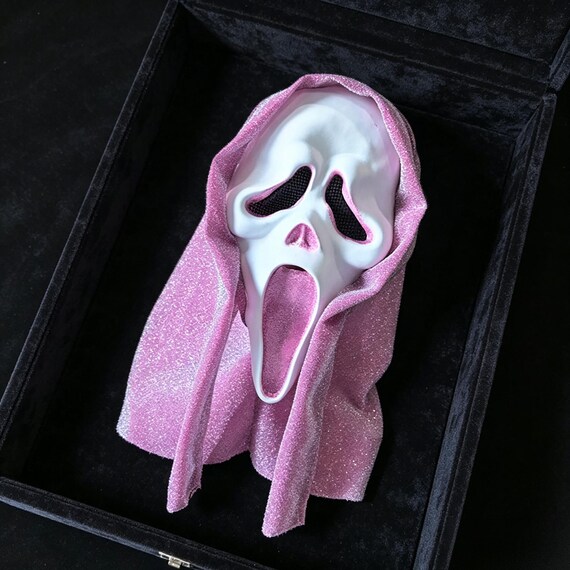 Pink Glitter Ghost Mask, Horror Cosplay Mask, Halloween Costume Accessory