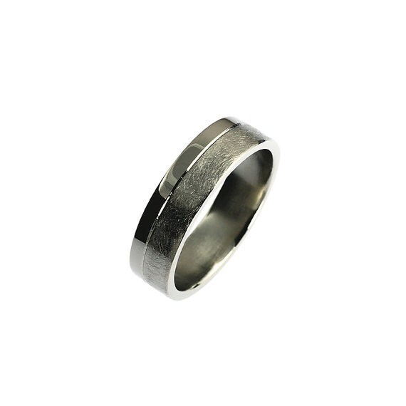 Modern wedding band wide ring scratched titanium Etsy