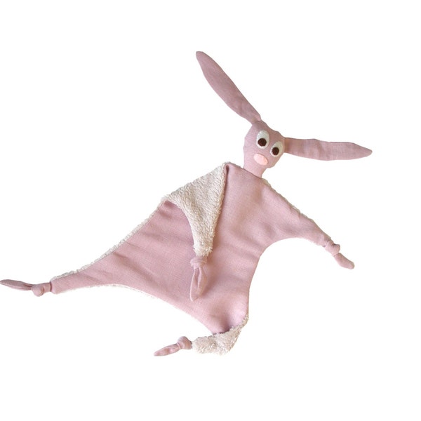 Baby Lovey Security blanket Baby security blanket Pink linen blanket Baby soft toy Rabbit security blanket Easter rabbit