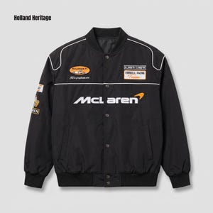 Spersonalizowana, zabytkowa, haftowana kurtka typu bomber unisex McLaren Motorsport Streetwear