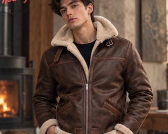 Chaqueta bomber B3 Aviator, color marrón desgastado, imitación de borrego.