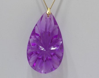 Vintage Purple Faceted Lucite Crystal Pendant Necklace (9531) 16" Chain