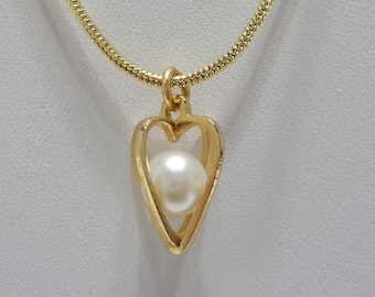 Vintage 6mm Faux Pearl Pendant Necklace (9072) 19" Chain