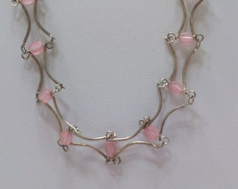 Classic Pink Beaded Choker Necklace (1309) Lightweight