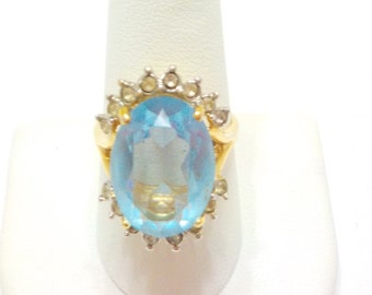 Gorgeous Oval Aquamarine Ring (1358) 18KGE Size 9