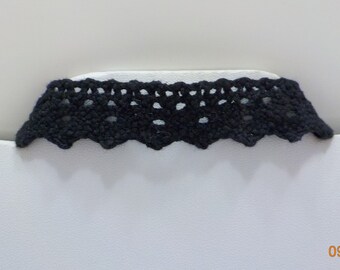 Vintage Black Crocheted Choker Necklace (3909)