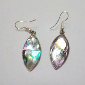 Vintage Abalone & Sterling Pierced Dangle Earrings (185)