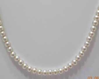 Vintage Faux Pearl Choker Necklace (7442) 4mm Faux Pearls