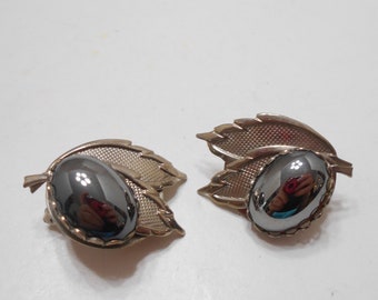 Vintage Hematite Clip Earrings (3685)