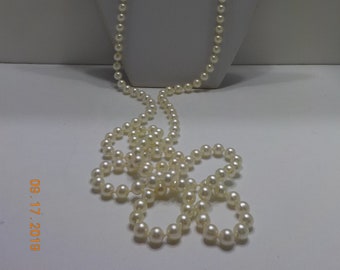 Vintage 56" Faux Pearl Necklace (3596) 8mm Beads