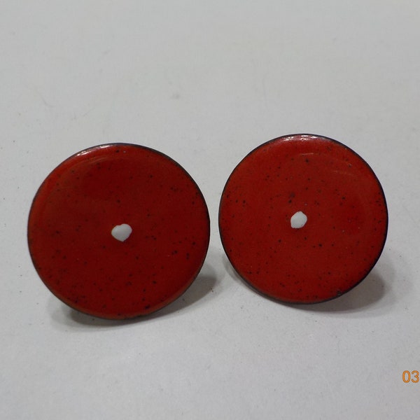 Vintage Enameled Copper Clip Earrings (156)