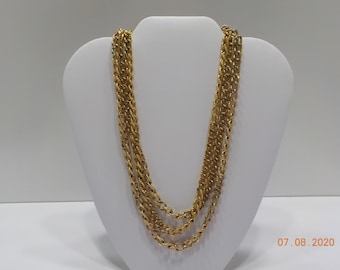 Vintage Monet 54" Gold Tone Chain Necklace (2902)