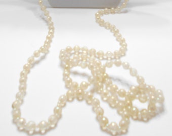 Vintage 52" Clear Plastic Iridescent Beaded Necklace (3295) (BP) 6mm