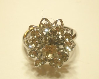 Vintage 1960s Sarah Coventry "Symphony" (2116) Layered Rhinestone Adjustable Cocktail Ring