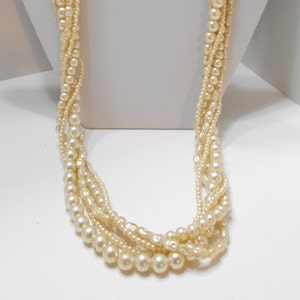 Vintage 28" Faux Pearl Necklace (7116) Five Twisted Strands