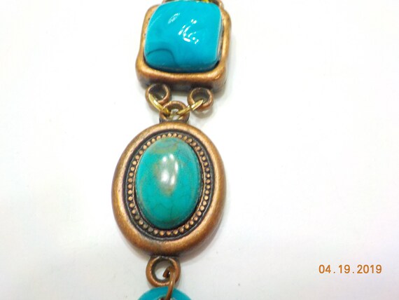Vintage Faux Turquoise Pendant Necklace (329) - image 6