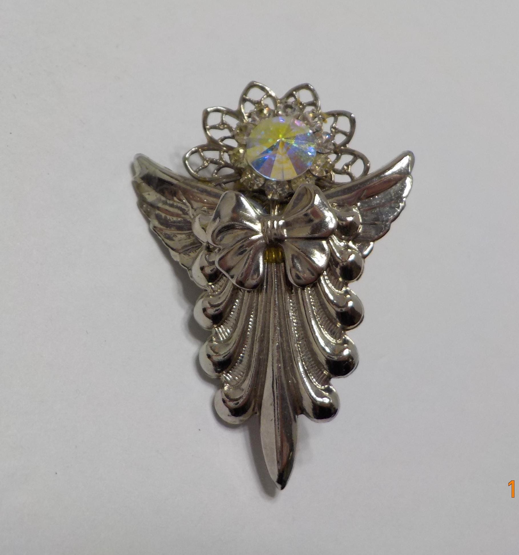 Vintage Angel Lapel Pin (1883) Sparkly Rhinestones - Etsy