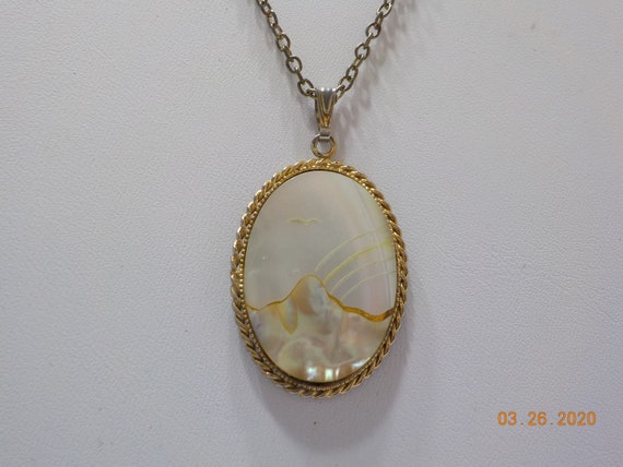 [ReinSein]ACC★Antique mother of pearl pick necklace Vintage Mother of Pearl Pendant Necklace (9560) Wave With