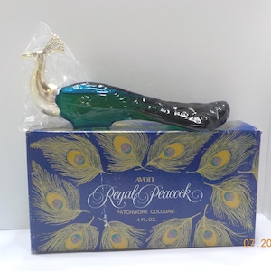 Vintage Avon Royal Peacock Decanter--4 fl. oz. Patchwork Cologne (19) Full----Never Opened