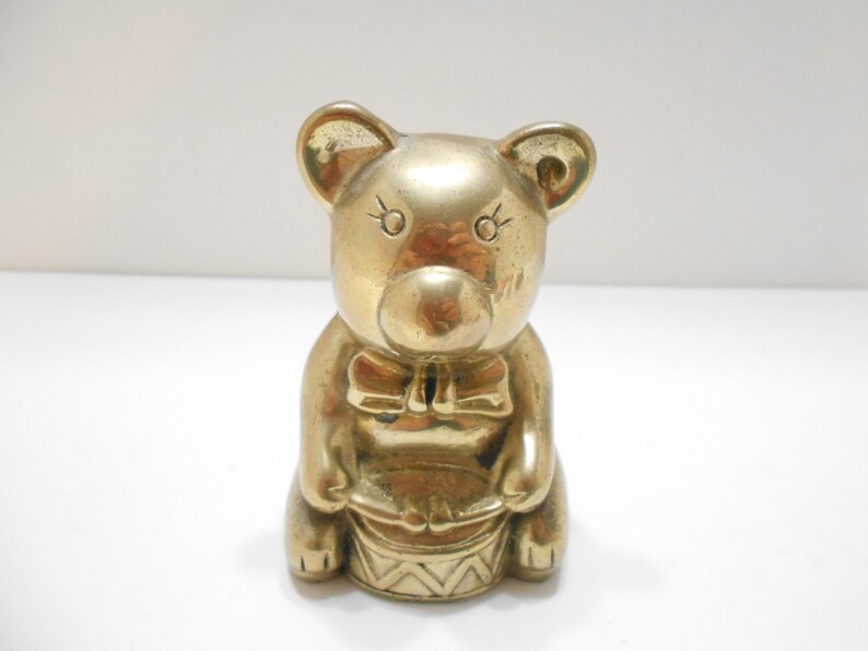 Vintage Brass Teddy Bear Paperweight 2 Etsy