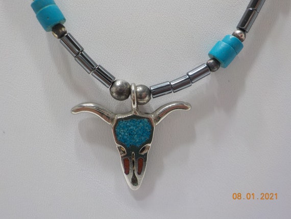 Vintage 22" Plastic Hematite Beaded Necklace (253… - image 1