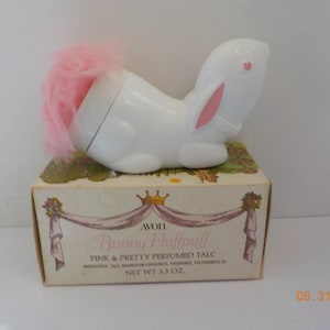Vintage Avon Bunny Fluff Puff--pink & Pretty Perefumed Talc--3.5