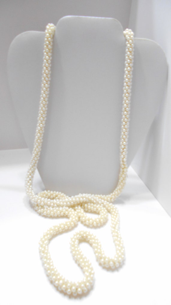 Vintage 54" Faux Pearl Necklace (5991) 4mm Single… - image 1