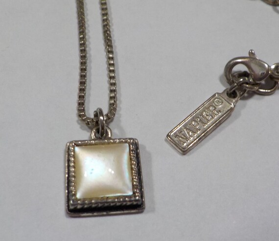 Vintage Napier Mother of Pearl Pendant Necklace (… - image 3
