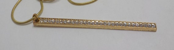 Vintage Gold Tone & Rhinestone Pendant Necklace (… - image 5