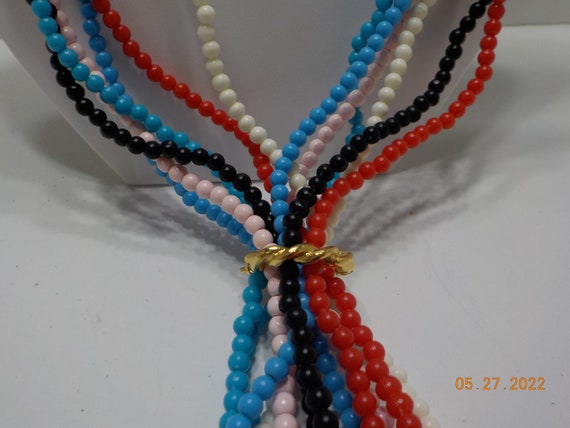 Vintage Seven Strands Tiny Beaded Necklaces (738)… - image 5