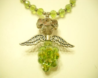 Vintage Lime Green Crystal Angel Bracelet (8736**)