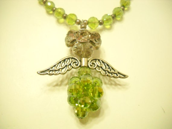 Vintage Lime Green Crystal Angel Bracelet (8736**) - image 3