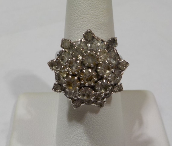 Vintage Tammey Jewels Rhinestone Cluster Cocktail Ring 1770