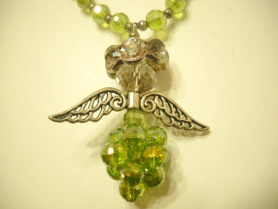 Vintage Lime Green Crystal Angel Bracelet (8736**) - image 4