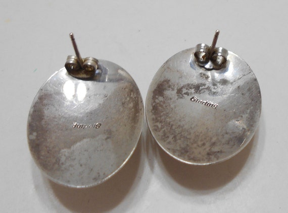 Vintage Sterling Pierced Earrings (3588) Hand Pai… - image 4